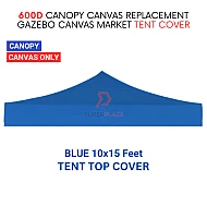 Blue 10x15 Feet 600D Colorful Canopy Canvas Replacement Gazebo Canvas Market Tent Cover Only
