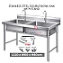 L110xW60xH80cm Commercial Stainless Steel Double Deep Bowl Sink Set With Stand