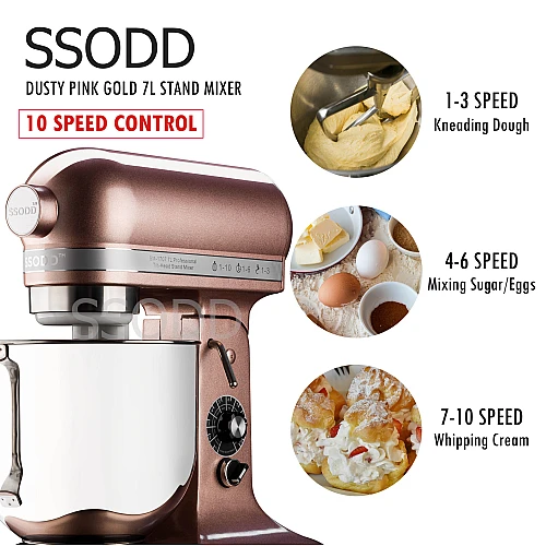 SSODD 4. Dusty Pink Gold 7L Professional Tilt-Head Stand Mixer 