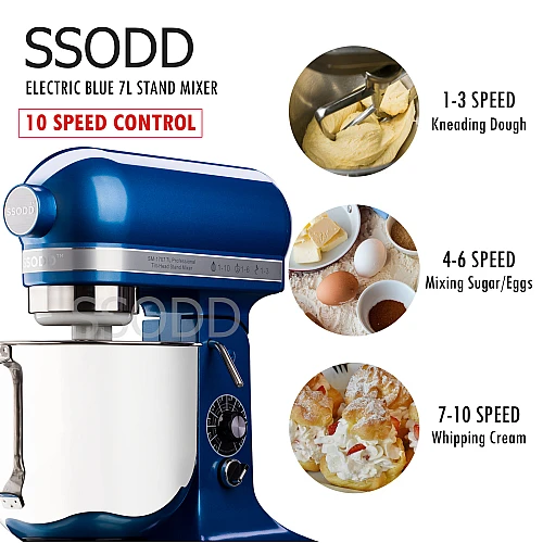 SSODD 11. Electric Blue 7L Professional Tilt-Head Stand Mixer