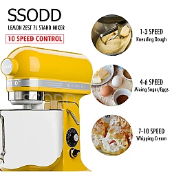 SSODD 13. Lemon Zest 7L Professional Tilt-Head Stand Mixer 