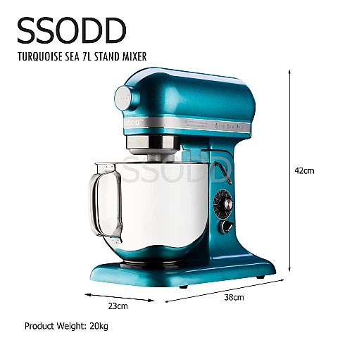 SSODD Turquoise Sea 7L Professional Tilt-Head Stand Mixer 