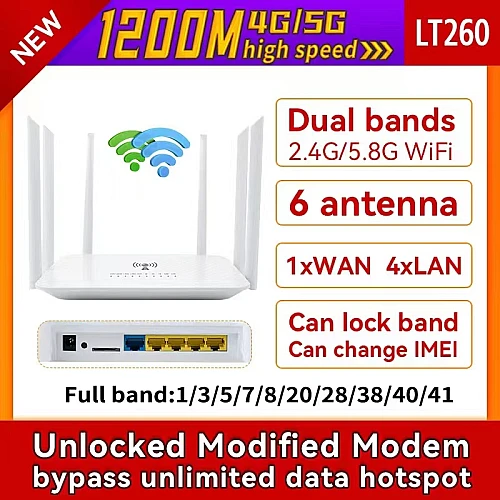LATEST 5G GT990 Modem Router Bypass Unlimited Hotspot 4G LTE MOD WiFi Modified Unlocked CPE Router Home