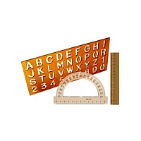 RULERS, PROTRACTORS AND STENCILS