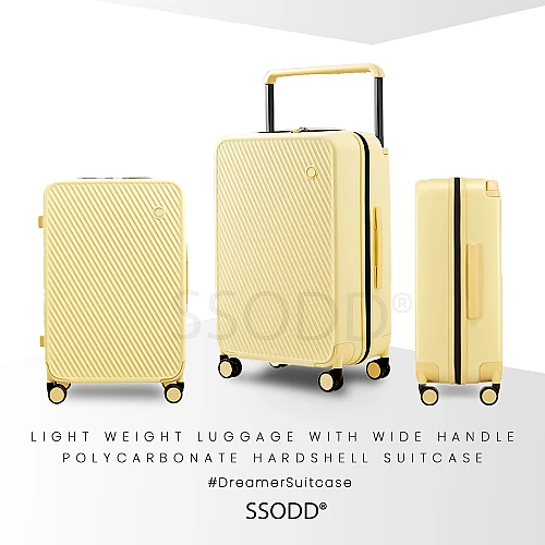 24 Inch Creamy Yellow 行李箱 Bagasi SSODD DREAMER SUITCASE LUGGAGE Polycarbonate Material
