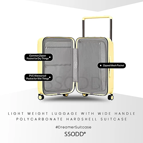 24 Inch Creamy Yellow 行李箱 Bagasi SSODD DREAMER SUITCASE LUGGAGE Polycarbonate Material