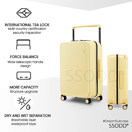 24 Inch Creamy Yellow 行李箱 Bagasi SSODD DREAMER SUITCASE LUGGAGE Polycarbonate Material