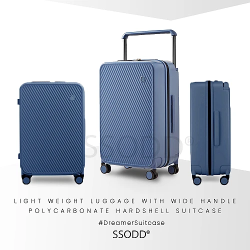24 Inch Steel Blue 行李箱 Bagasi SSODD DREAMER SUITCASE LUGGAGE Polycarbonate Material
