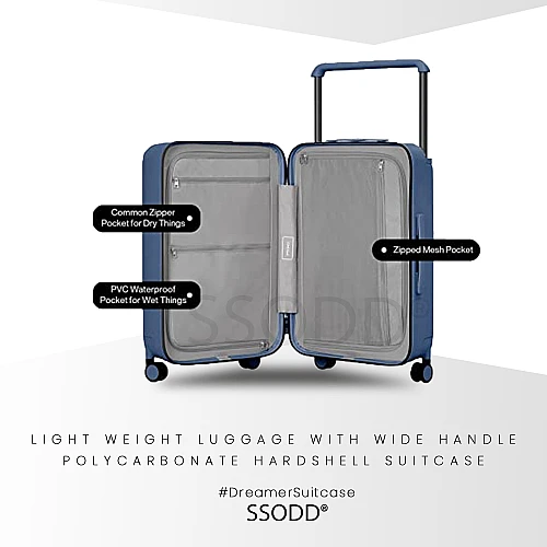 24 Inch Steel Blue 行李箱 Bagasi SSODD DREAMER SUITCASE LUGGAGE Polycarbonate Material