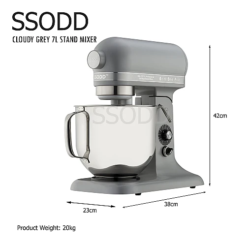 SSODD 25. Cloudy Grey 7L Professional Tilt-Head Stand Mixer 