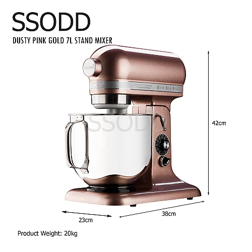SSODD 4. Dusty Pink Gold 7L Professional Tilt-Head Stand Mixer 
