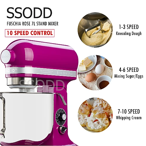 SSODD 9. Fuchsia Rose 7L Professional Tilt-Head Stand Mixer