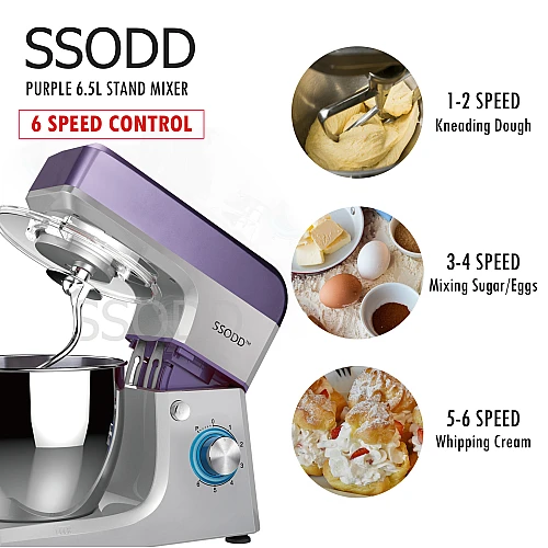 SSODD Purple 6.5L Stand Mixer 