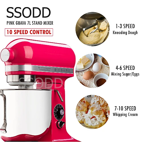 SSODD 22. Pink Guava 7L Professional Tilt-Head Stand Mixer 