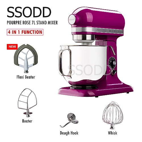 SSODD 19. Pourpre Rose 7L Professional Tilt-Head Stand Mixer 