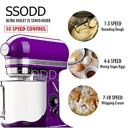SSODD 10. Ultra Violet 7L Professional Tilt-Head Stand Mixer 