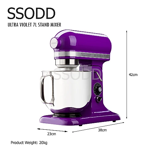 SSODD 10. Ultra Violet 7L Professional Tilt-Head Stand Mixer 