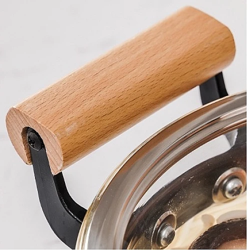 3.5L Kaca Pot Glass Pot with Lid Cover Borosilicate Glass with Wooden Handle Heat-resistant Cooking Pot pb
