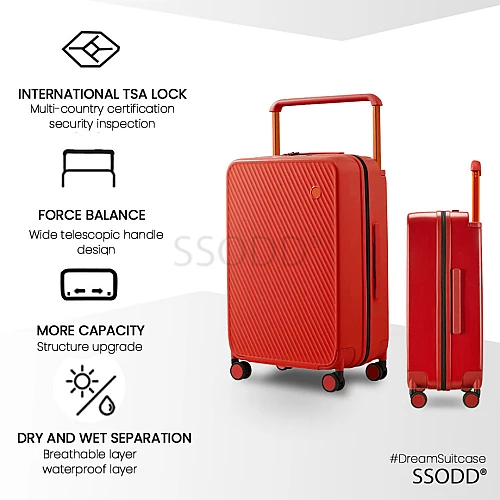 24 Inch Scarlet Red 行李箱 Bagasi SSODD DREAMER SUITCASE LUGGAGE Polycarbonate Material