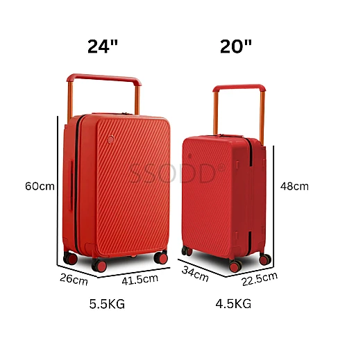 24 Inch Scarlet Red 行李箱 Bagasi SSODD DREAMER SUITCASE LUGGAGE Polycarbonate Material