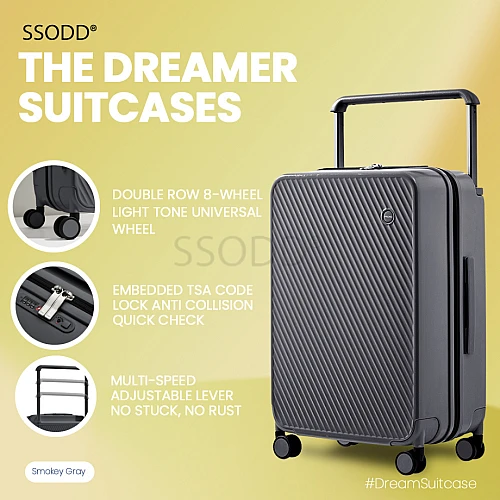 20 Inch Smokey Grey 行李箱 Bagasi SSODD DREAMER SUITCASE LUGGAGE Polycarbonate Material