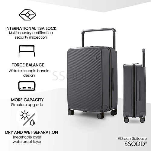 Combo Set 20 And 24 Smokey Grey 行李箱 Bagasi SSODD DREAMER SUITCASE LUGGAGE 