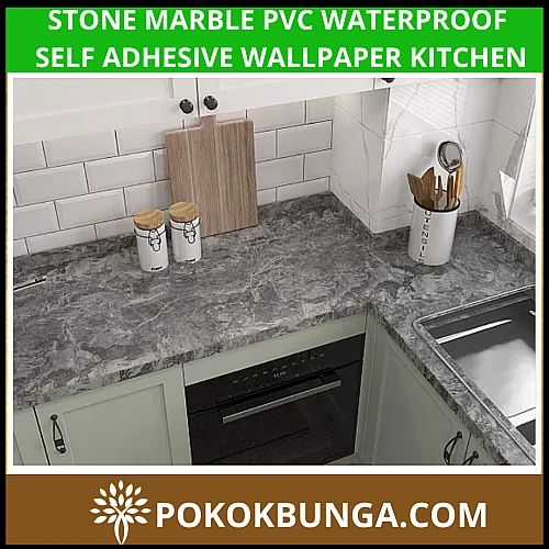 60cm x 5m Stone Marble PVC Waterproof Self Adhesive Wallpaper FW-07 Kitchen Wardrobe Renovation Wall Sticker