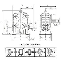 FCA135 135mm Worm Gear Speed Reducer FCA Series Fujikawa
