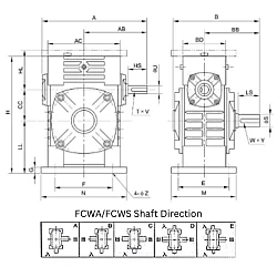 FCWS70 70mm Worm Gear Speed Reducer FCW Series Fujikawa