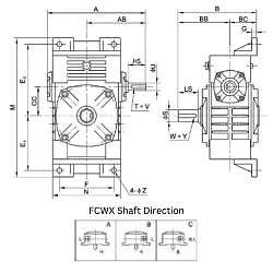 FCWX135 135mm Worm Gear Speed Reducer FCW Series Fujikawa