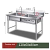 L120xW60xH80cm Commercial Stainless Steel Double Deep Bowl Sink Set With Stand
