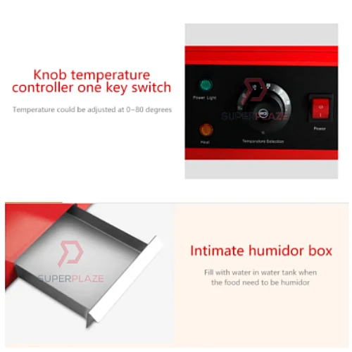 Black 120cm XL Commercial Electric Food Display Warmer Show Case Heating Machine