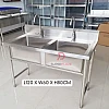 L120xW60xH80cm Commercial Stainless Steel Double Deep Bowl Sink Set With Stand