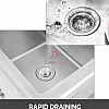 L110xW60xH80cm Commercial Stainless Steel Double Deep Bowl Sink Set With Stand