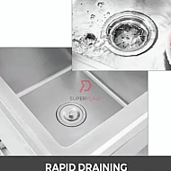 L110xW60xH80cm Commercial Stainless Steel Double Deep Bowl Sink Set With Stand