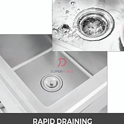 L110xW60xH80cm Commercial Stainless Steel Double Deep Bowl Sink Set With Stand