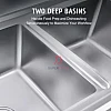 L110xW60xH80cm Commercial Stainless Steel Double Deep Bowl Sink Set With Stand