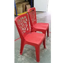 Red Color 4 Pcs 3V EZ High Quality Stackable Dining Plastic Chair Rest Chair Heavy Duty