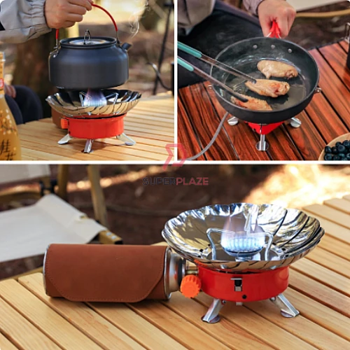 Round Lotus Style Portable Mini Camping Gas Stove