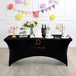 Red 1.2 Meter Full Plastic Banquet Table Cloth Cover Stretch Event Hotel Kain Sarung Meja Party