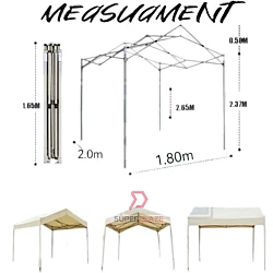 Beige White 1.8x2 Meter Folding Tent Canopy Khemah Lipat Bazaar Canopi Umbrella