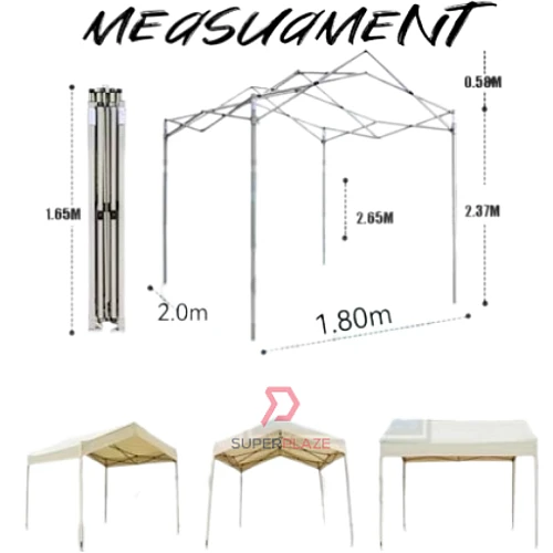 Beige White 1.8x2 Meter Folding Tent Canopy Khemah Lipat Bazaar Canopi Umbrella