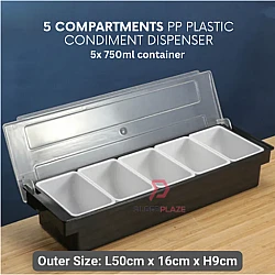5 Compartments Pints PP Plastic Condiment Holder Seasoning Dispenser