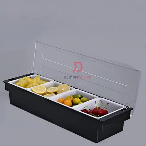 4 Compartments Pints PP Plastic Condiment Holder Seasoning Dispenser