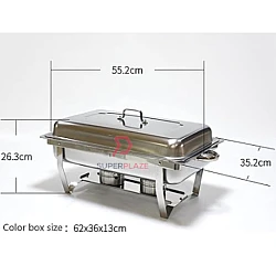 Single Full Tray Stainless Steel Chafing Dish Food Warmer Serving Tray Buffet Set