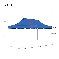 10x15 Feet Blue Color 23.5Kg Gred B Roof 80cm Full Set Foldable Canopy Tent Gazebo Folding Portable Tent