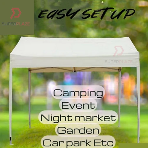 Beige White 2.7x3 Meter Folding Tent Canopy Khemah Lipat Bazaar Canopi Umbrella