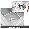 Right Bowl L110xW60xH80cm Stainless Steel Single Bowl Sink With Drainboard