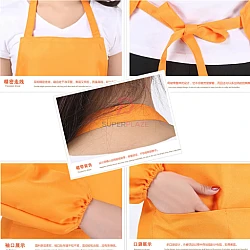 Orange Solid Color H Back Self Tie Apron Bib Pocket Kitchen Chef Apron Workshop Art Bakery Apron