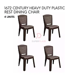 4 Pcs Brown Color 1672 Century Heavy Duty Plastic Rest Chair Dining Chair Stackable Stool Bench
